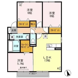 グリーンレジデンス B棟【201号室】の間取り