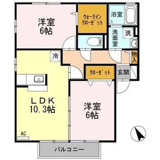 セジュール フレア C棟【101号室】の間取り