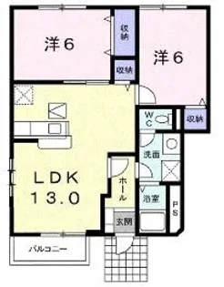 フォンテーヌD【101号室】の間取り