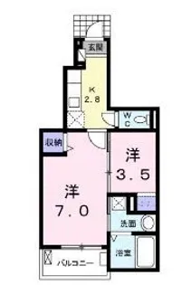 モデッサ神辺B【103号室】の間取り