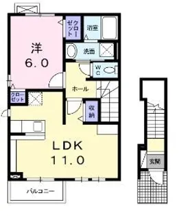 シック シャンブル【201号室】の間取り