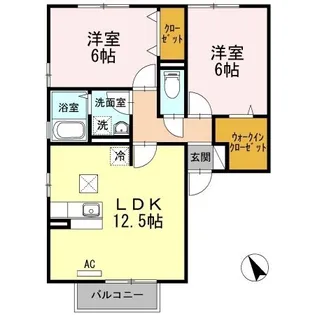 広島県福山市新涯町5-25-16【テラスハウス】の間取り