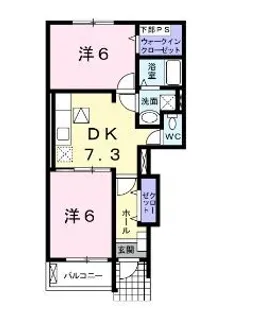 2DKの間取り画像
