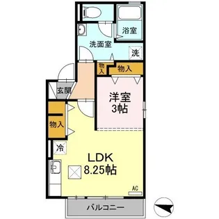 エクセル東尾道 B棟【201号室】の間取り