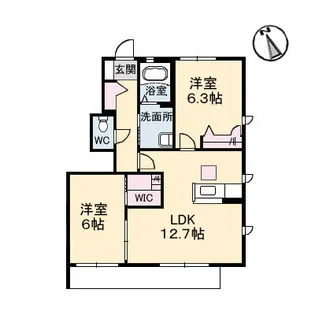 グランマスト多治米 C棟【101号室】の間取り
