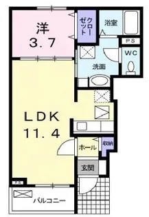 サン ボヌール【102号室】の間取り
