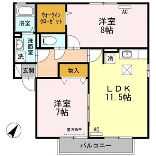 ロイヤルパレス引野 A棟【102号室】の間取り