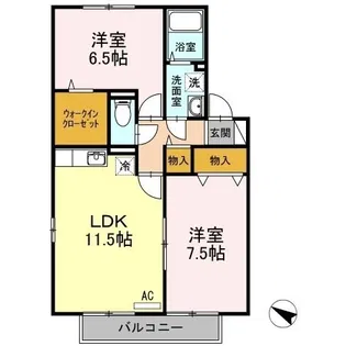 アグレアーブル春日 B唐【103号室】の間取り