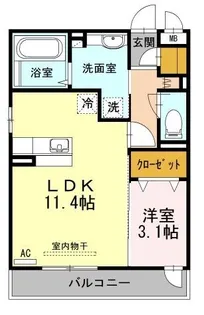 KRANE B棟【306号室】の間取り