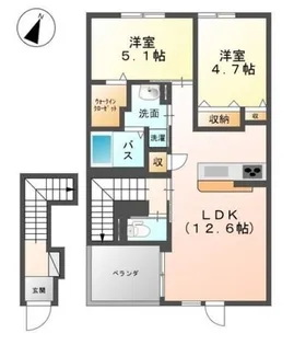 クレール【205号室】の間取り