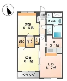 グランコスモA【105号室】の間取り