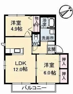 フィグタウン2 H棟【102号室】の間取り