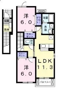 フローレンスⅡB【201号室】の間取り