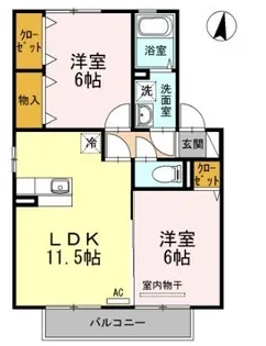 ソレイユ千田 E棟【202号室】の間取り