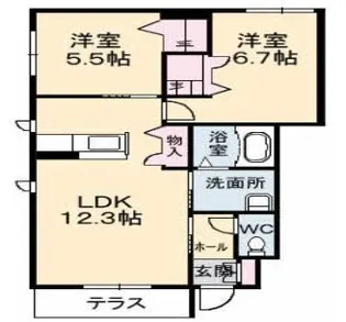 サンライズ小松【101号室】の間取り