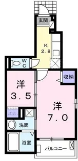 プランヴェール【101号室】の間取り