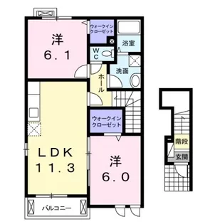 ベルソレイユ【201号室】の間取り