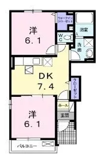 ラルジュグリーンF【101号室】の間取り