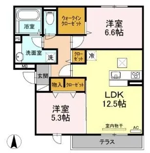 グッディⅡ【202号室】の間取り
