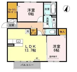 ソレーユ池田【202号室】の間取り