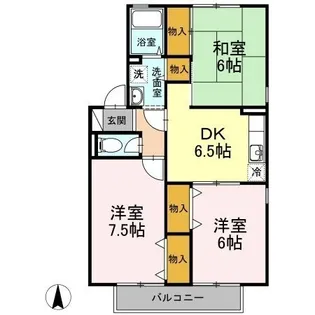 セジュール岡本 C棟【102号室】の間取り
