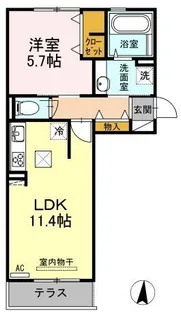 キャルル B棟【103号室】の間取り