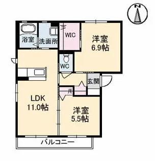 トワアムール E棟【201号室】の間取り
