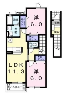 ベルメゾン福地D【202号室】の間取り