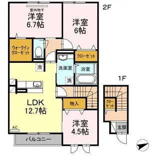 ハピネス新涯【202号室】の間取り
