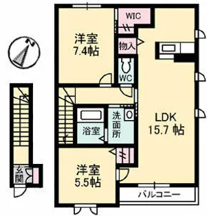 蔵王ヒルズ【203号室】の間取り