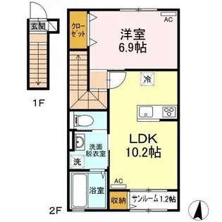 SALTGRASS(ソルトグラス)【201号室】の間取り