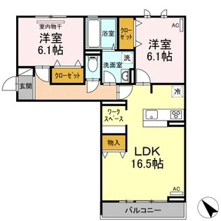 ローズ多治米【301号室】の間取り