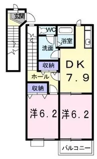 オーブリーアサノA【203号室】の間取り