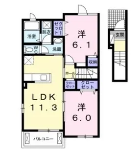 オーブ下田井D【203号室】の間取り