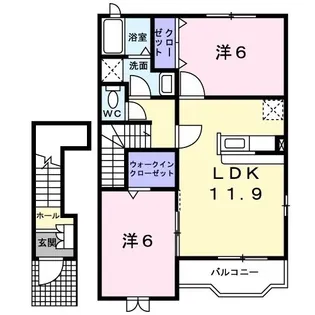 ハピネス村山 A【204号室】の間取り