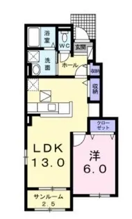 レイノエリーサA【102号室】の間取り