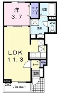 アミックスⅡC【102号室】の間取り