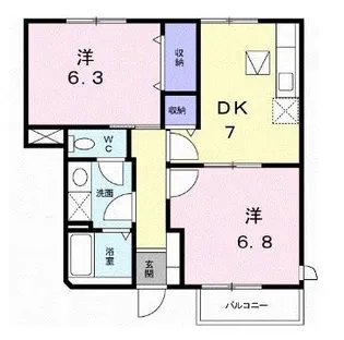 リヴァー ウィルダーネスB【102号室】の間取り