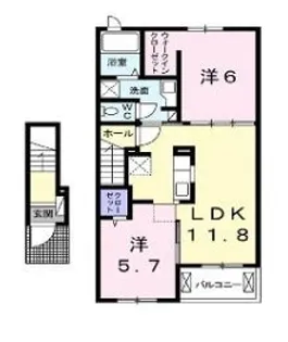 クラール丸亀原田A【202号室】の間取り