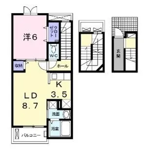 ディア コート 中津【303号室】の間取り