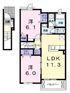 ラメゾン ドゥ カンパーニュB【201号室】の間取り