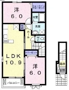 エスパス・ボヌール【201号室】の間取り