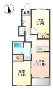 グラン フェリシアⅡ【102号室】の間取り