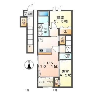イニシオ B【205号室】の間取り