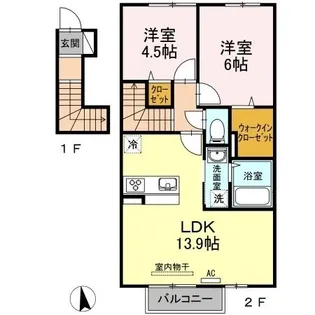 グランツ上薬王寺 C棟【205号室】の間取り