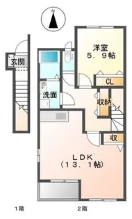 ヴェルジェⅡ【203号室】の間取り