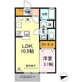 パークサウス【201号室】の間取り
