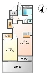 ヴァンルージュⅡ【105号室】の間取り