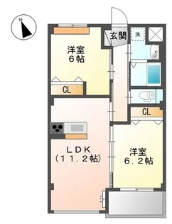 MARUKATSU UTAZU【202号室】の間取り