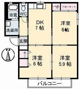 グランコート浅野 B棟【201号室】の間取り